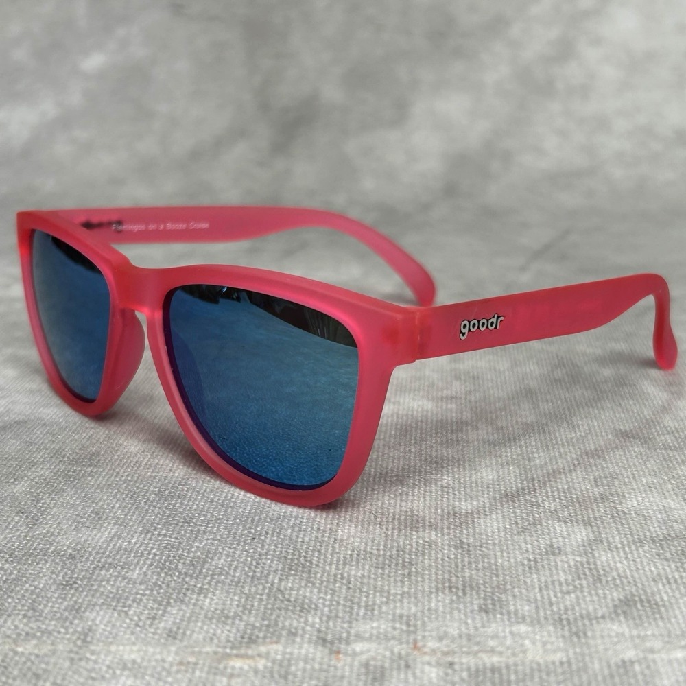 Goodr No Slip No Bounce Athletic Running Sunglasses FLAMINGOS ON A BOOZE CRUISE